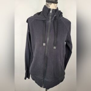 Athleta Sz M Triumph Zip Up Sweater Hooded Thumbholes Full Zip Black